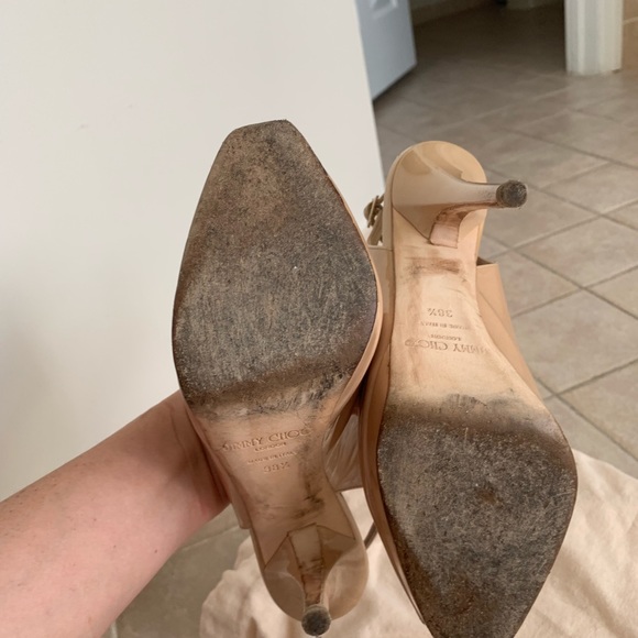 Sling back peep toe nude patent leather jimmy choo - Picture 3 of 3